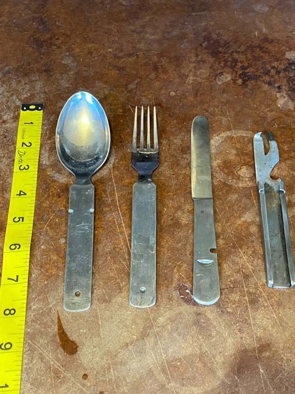 Vintage Germany Military Feldbesteck Field Cutlery Set Steel Spoon Fork Knife